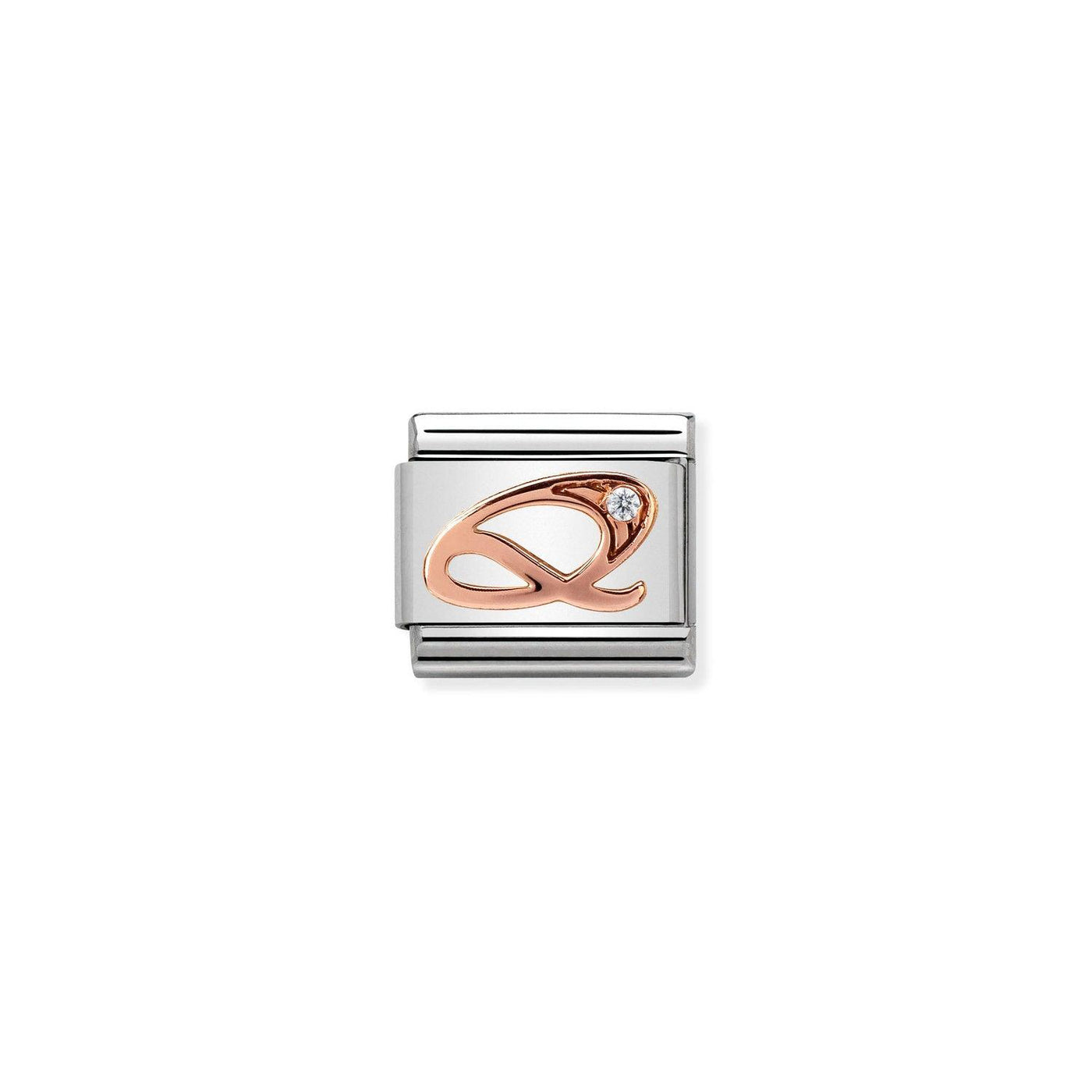 Nomination Classic Rose Gold And CZ Letter Q Charm - Rococo Jewellery