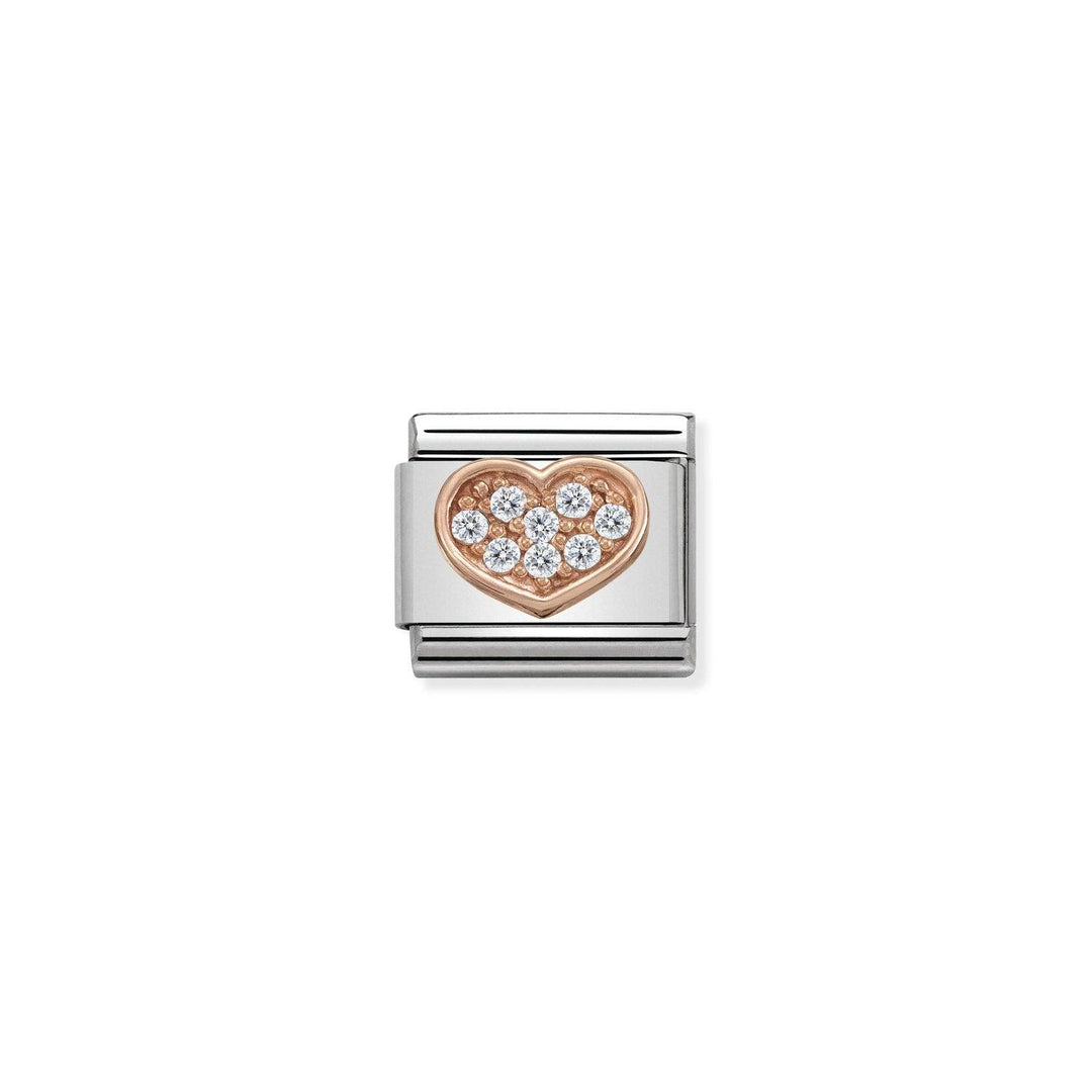 Nomination Classic 9ct Rose Gold CZ Heart Charm – Rococo Jewellery