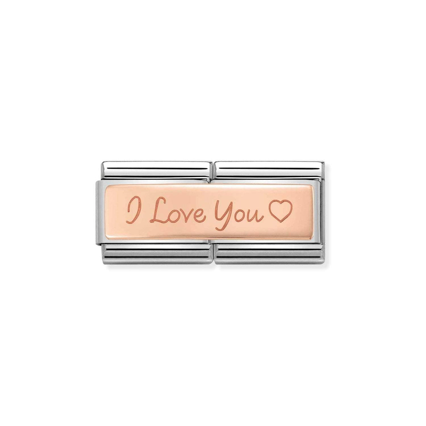 Nomination Classic 'I Love You' Double Link Engraved Charm - Rococo Jewellery