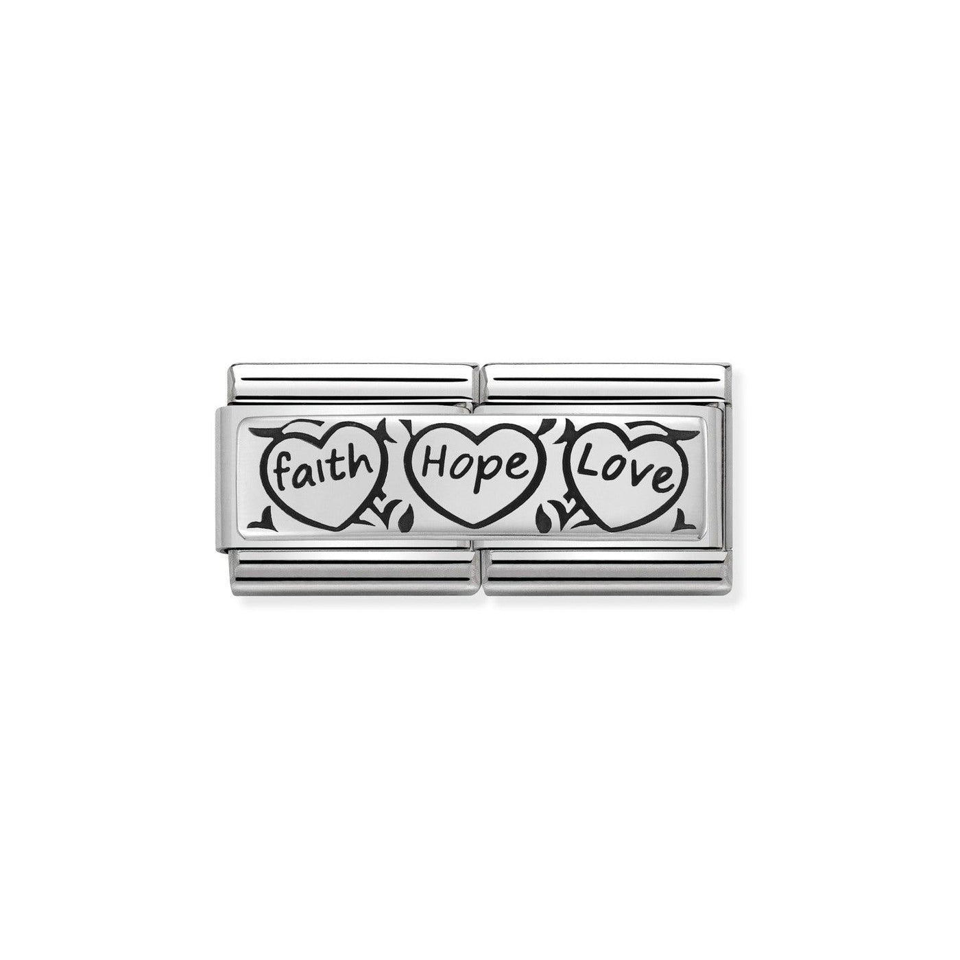 Nomination Classic Faith Hope Love Double Link Charm - Rococo Jewellery