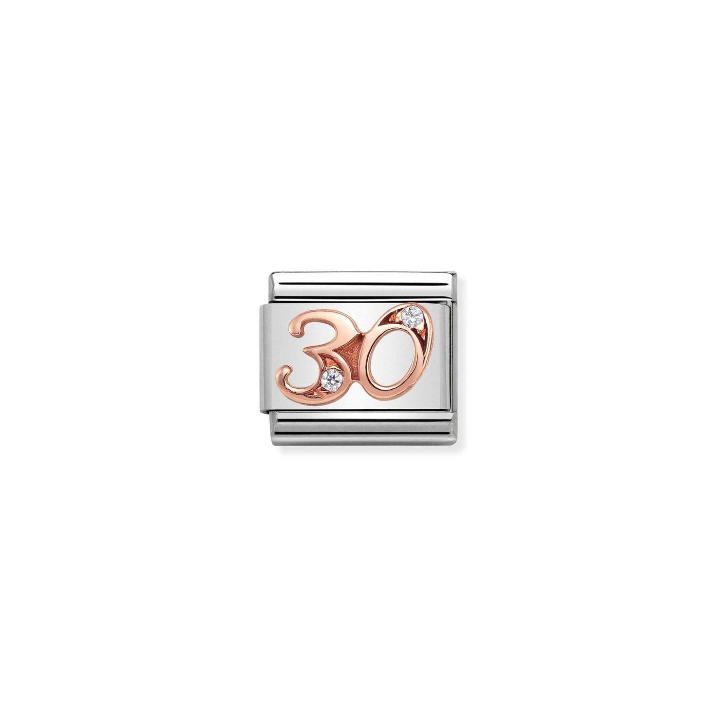 Nomination Classic Rose Gold And CZ Number 30 Charm - Rococo Jewellery