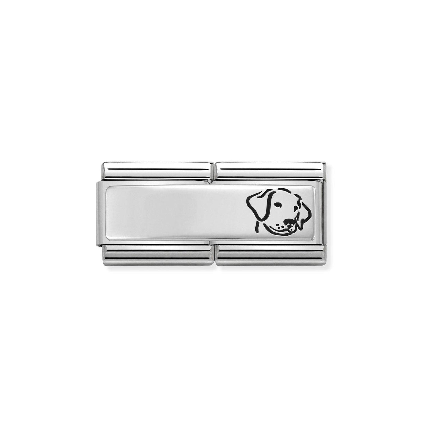 Nomination Classic Silver Plate with Dog Double Charm - Rococo Jewellery