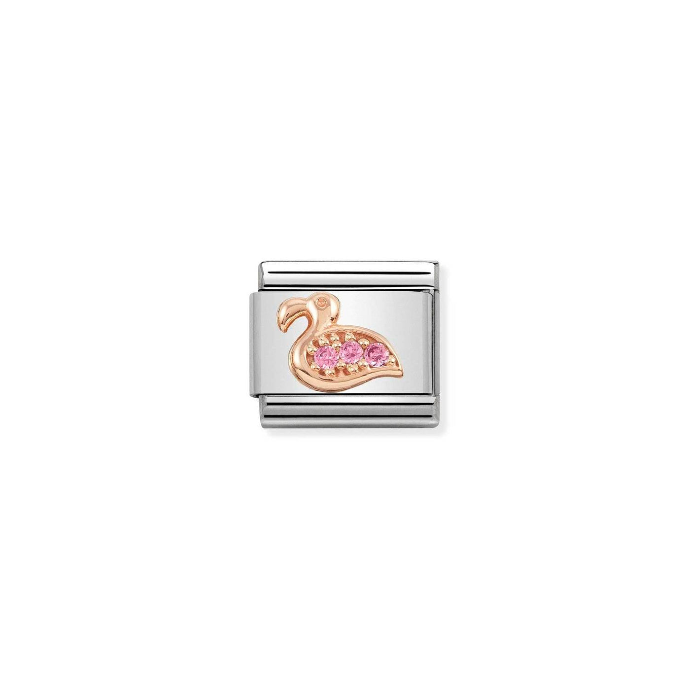 Nomination Classic 9ct Rose Gold & Pink CZ Flamingo Charm - Rococo Jewellery
