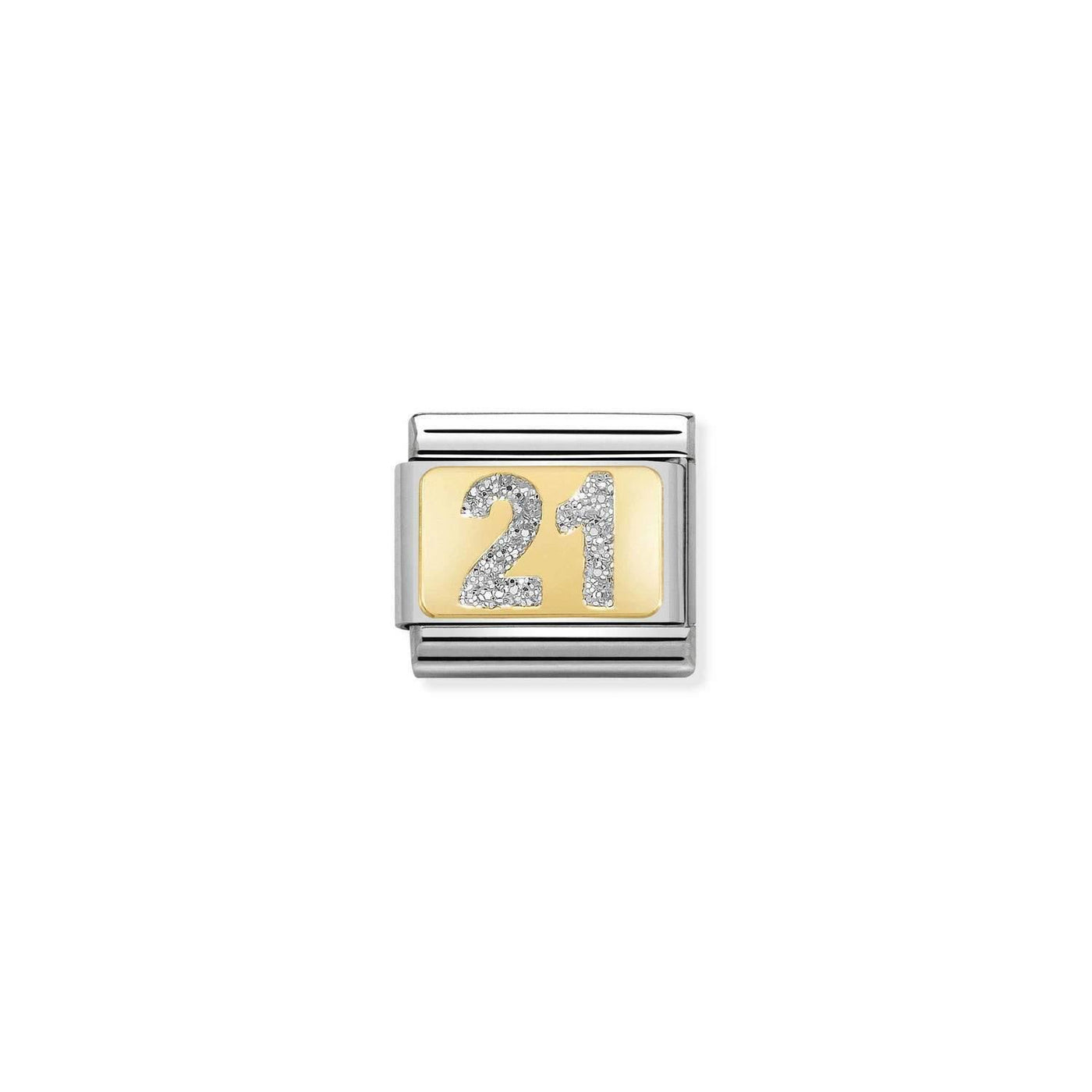 Nomination Classic 18ct Gold & Silver Glitter 21 Plate - Rococo Jewellery