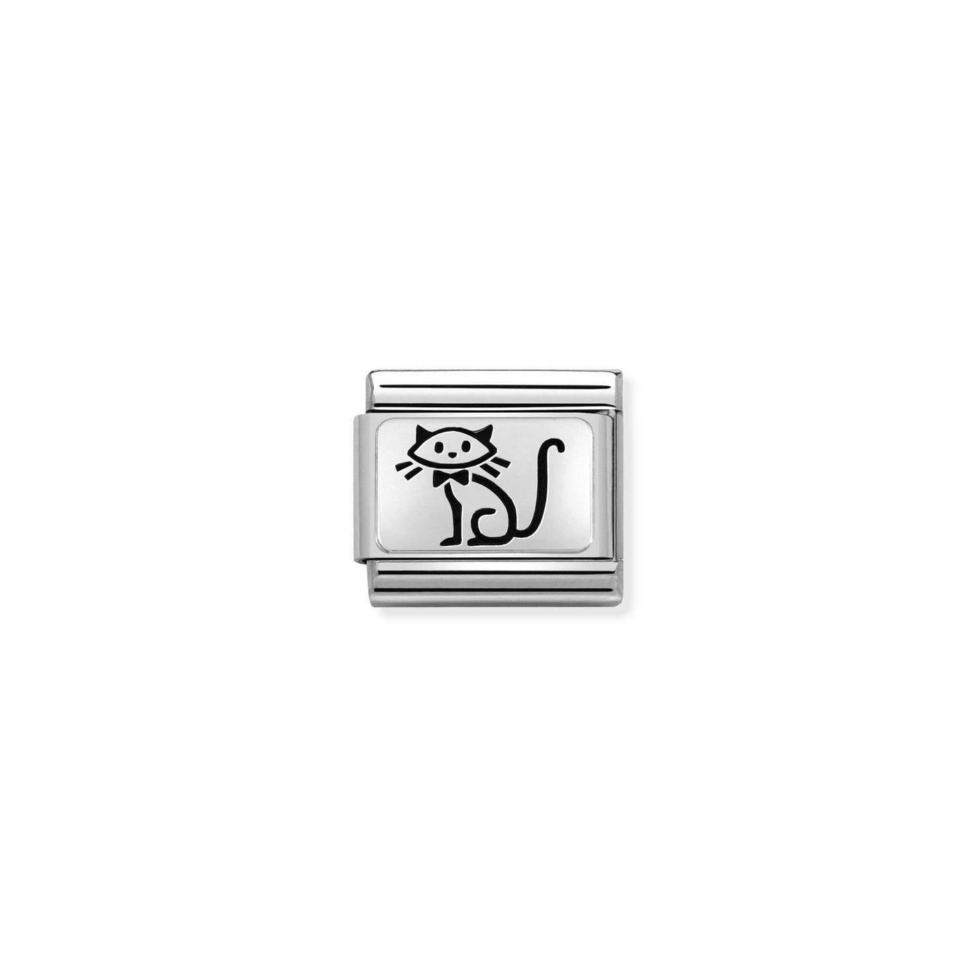 Nomination Classic Silver Illustrated Family Cat Charm - Rococo Jewellery
