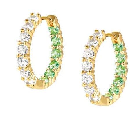 Nomination Chic & Charm Gold and Silver White and Green Cubic Zirconia Earrings - Rococo Jewellery