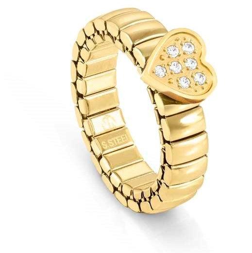 Nomination Gold Ring with a Heart and Cubic Zirconia - Rococo Jewellery