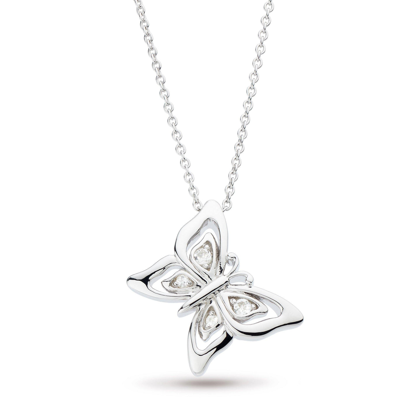 Kit Heath Blossom Flyte Butterfly White Topaz Necklace - Rococo Jewellery