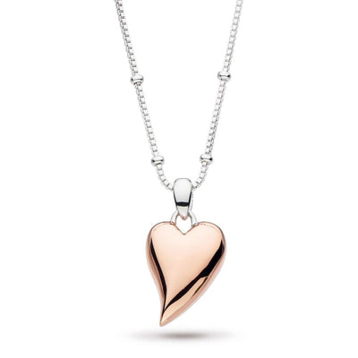 Kit Heath Desire Cherish 18ct Rose Gold Heart and Bobble Chain 18" Necklace - Rococo Jewellery