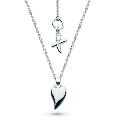 Kit Heath Desire Kiss Rhodium Plate Mini Heart Necklace - Rococo Jewellery