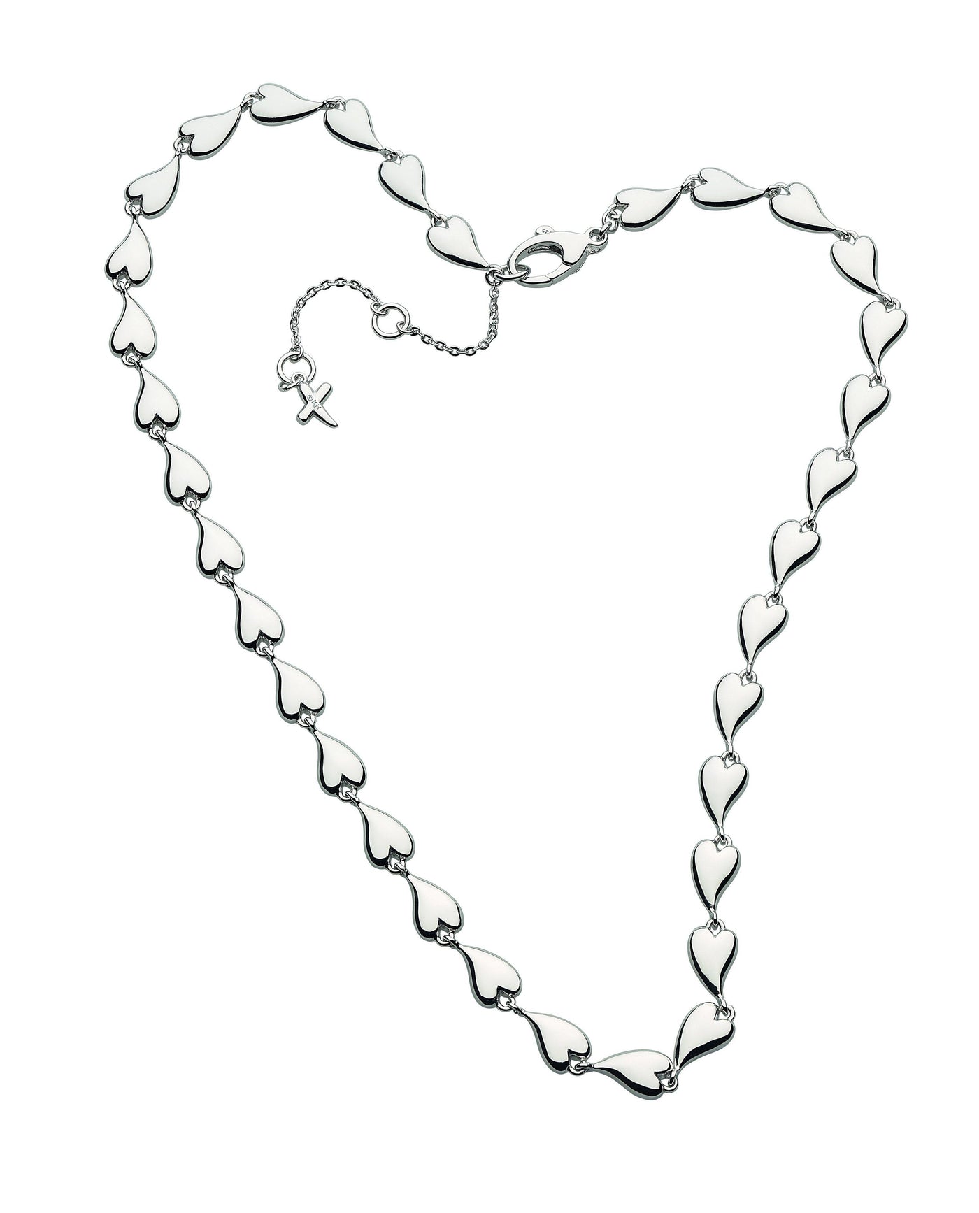 Kit Heath 17" Desire Kiss Linking Hearts Collar Necklace in Sterling Silver - Rococo Jewellery
