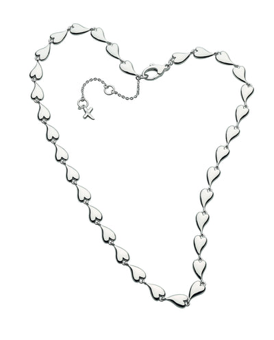 Kit Heath 17" Desire Kiss Linking Hearts Collar Necklace in Sterling Silver - Rococo Jewellery