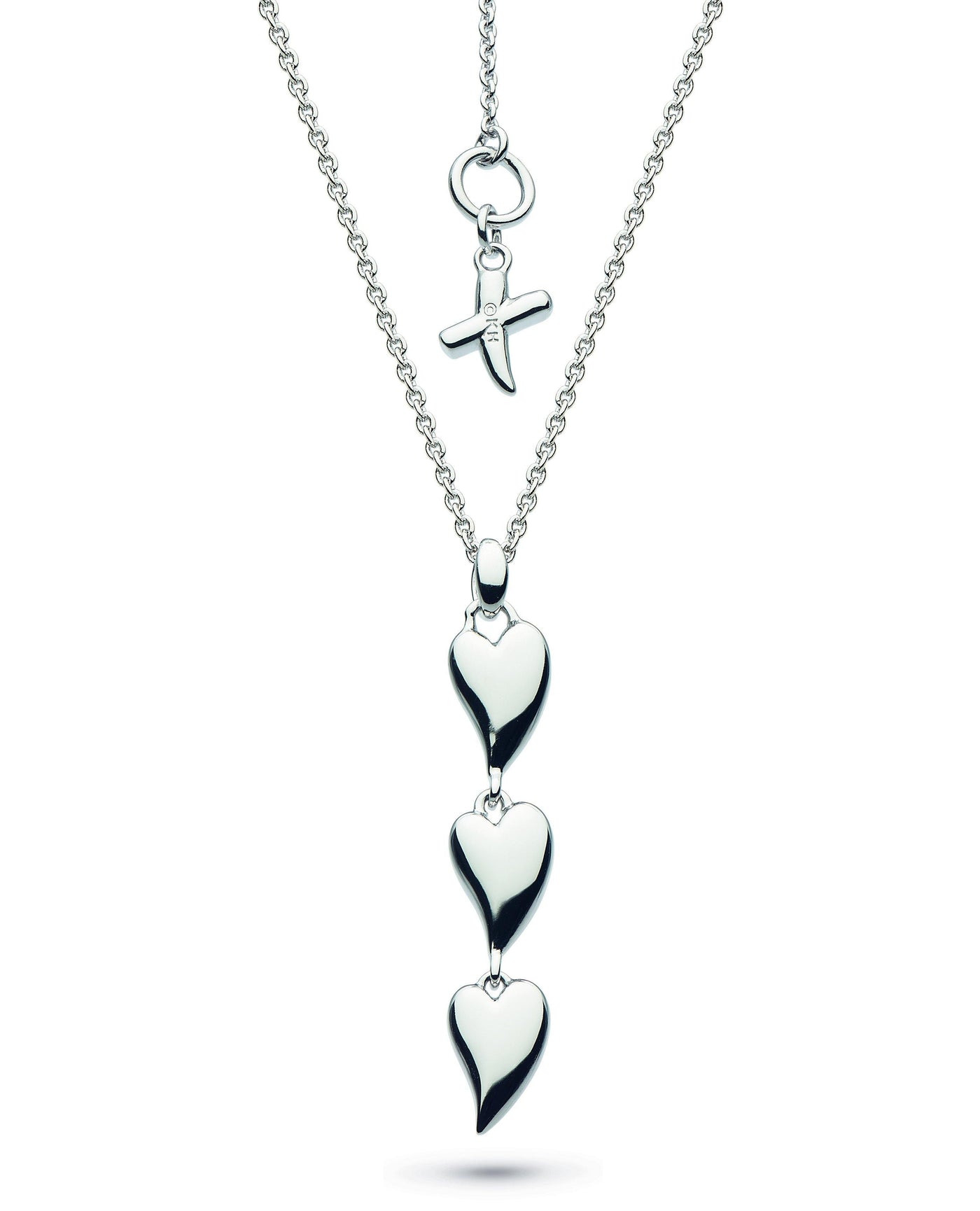 Kit Heath Desire Kiss Rhodium Plate Triple Hearts Necklace - Rococo Jewellery