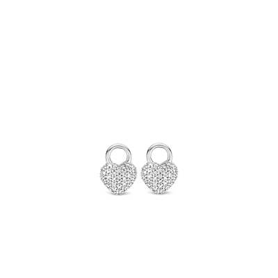 Ti Sento Silver Ear Charms with Hearts set with Cubic Zirconia - Rococo Jewellery