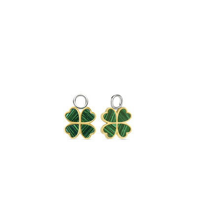 Ti Sento Gold and Silver Ear Charms with Malachite Stones - Rococo Jewellery