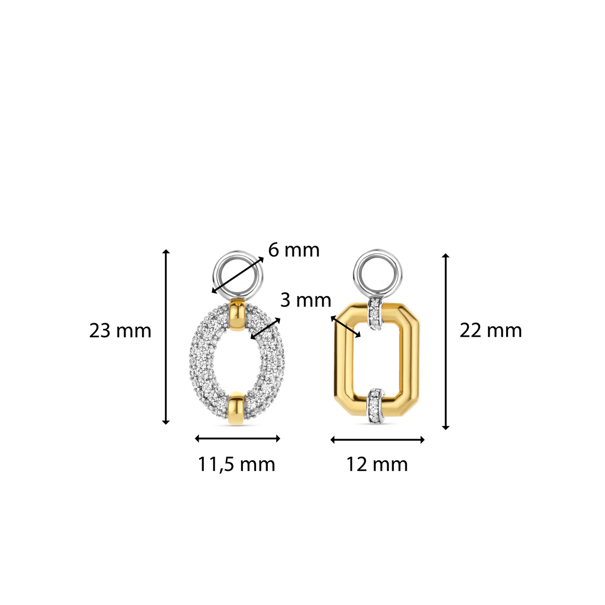 Ti Sento 18ct Gold Vermeil Ear Charms with Cubic Zirconia Stones - Rococo Jewellery