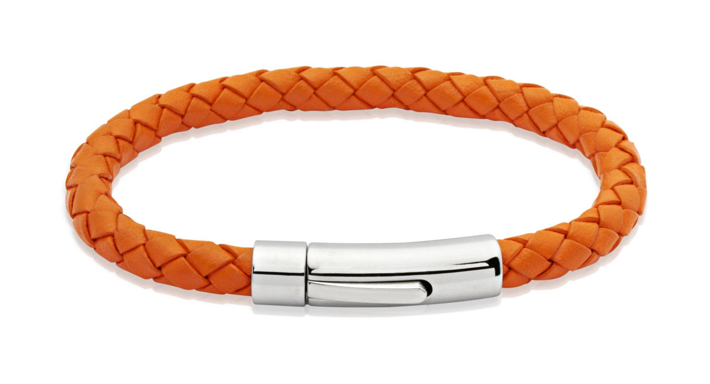 Unique & Co Orange Leather Bracelet - Rococo Jewellery