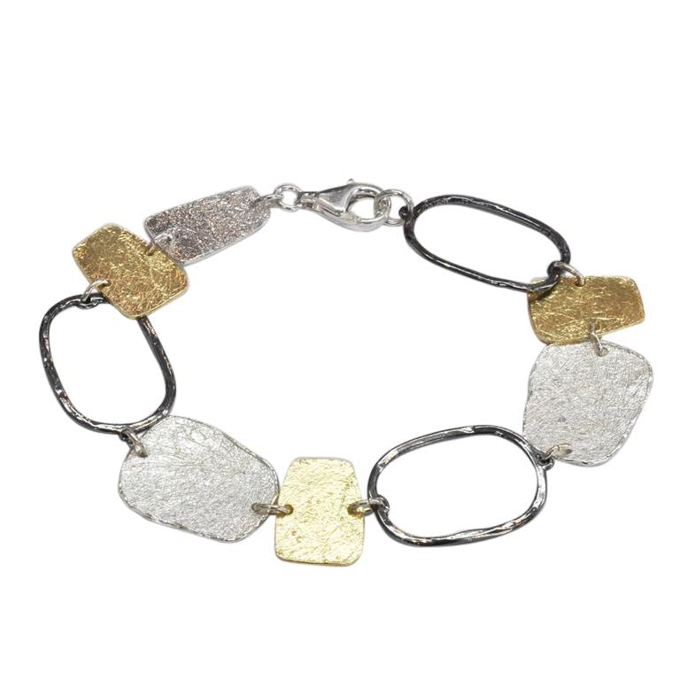 Saphirim Multi Element Gold Plated and Silver Bracelet - Rococo Jewellery