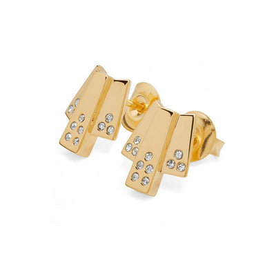Art Deco Triple Layer Studs in Gold - Rococo Jewellery