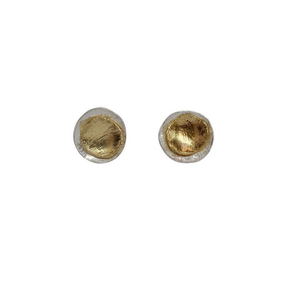 Double Disc Gold and Silver Stud Earrings - Rococo Jewellery