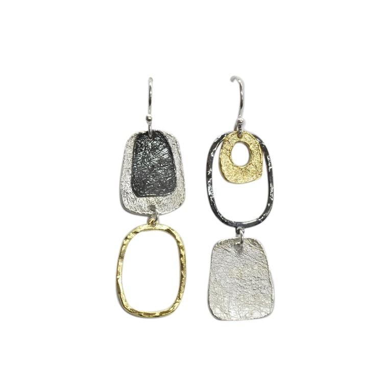 Saphirim Multi Element Gold Plated and Silver Earrings - Rococo Jewellery