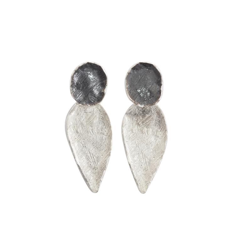 Silver Ellipse Drop Earrings - Rococo Jewellery