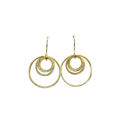 Saphirim Textured Gold Layered Open Circle Drop Earrings - Rococo Jewellery