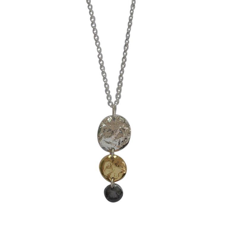 Graduated Silver Gold Circle Pendant Necklace - Rococo Jewellery