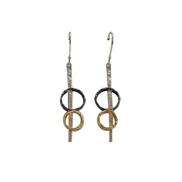 Two Circle Bar Drop Earrings - Rococo Jewellery