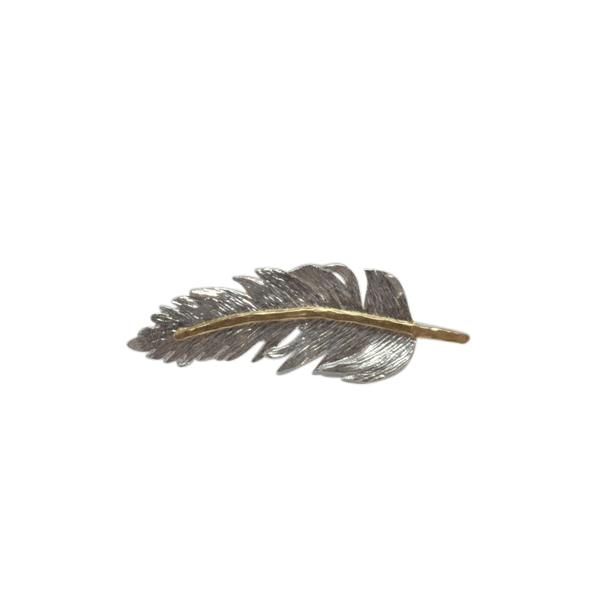 Sterling Silver and Gold Feather Brooch - Rococo Jewellery