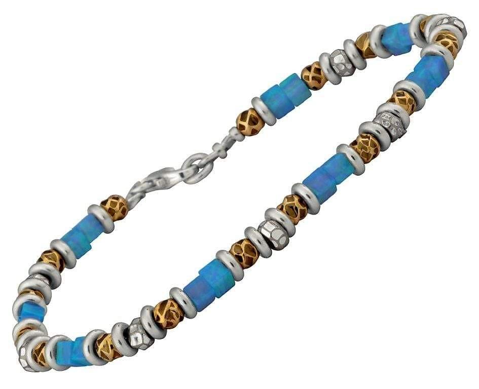 Gold and Blue Opal Cubes Bracelet - Rococo Jewellery