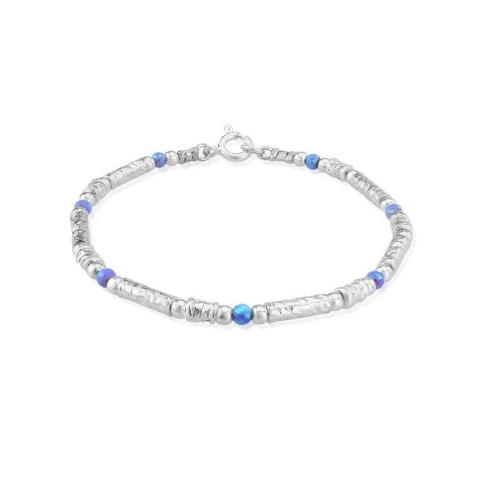 Blue Opal Hammered Bracelet - Rococo Jewellery