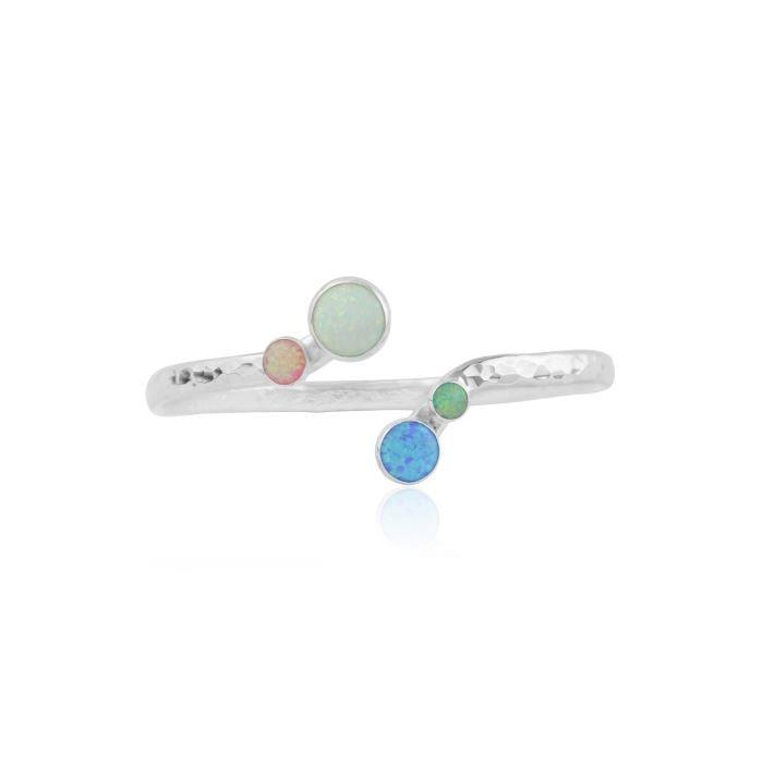 Lavan White, Blue, Pink & Green Opal Bangle - Rococo Jewellery