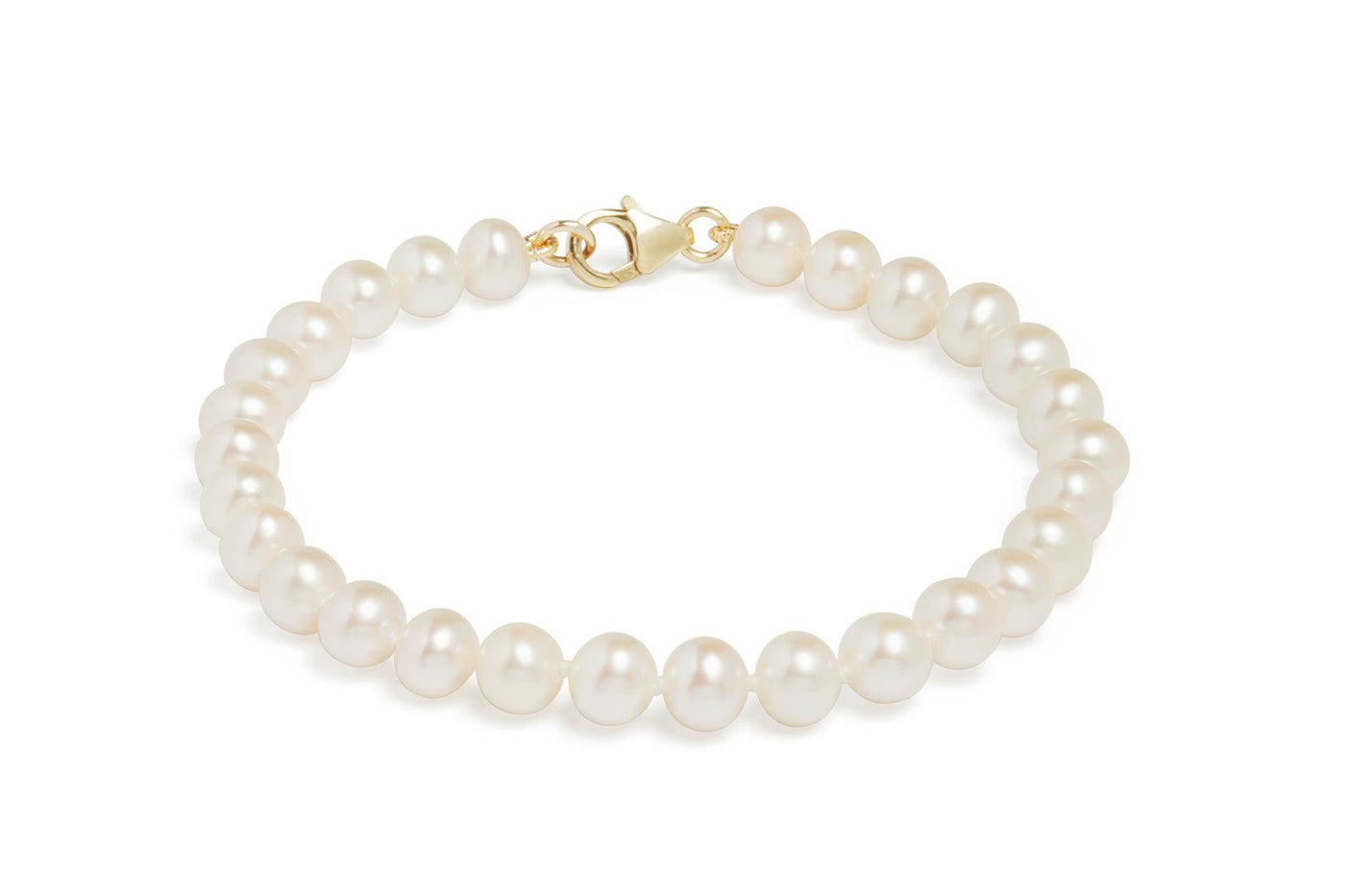 9ct Gold White Cultured River Pearl Bracelet - Rococo Jewellery