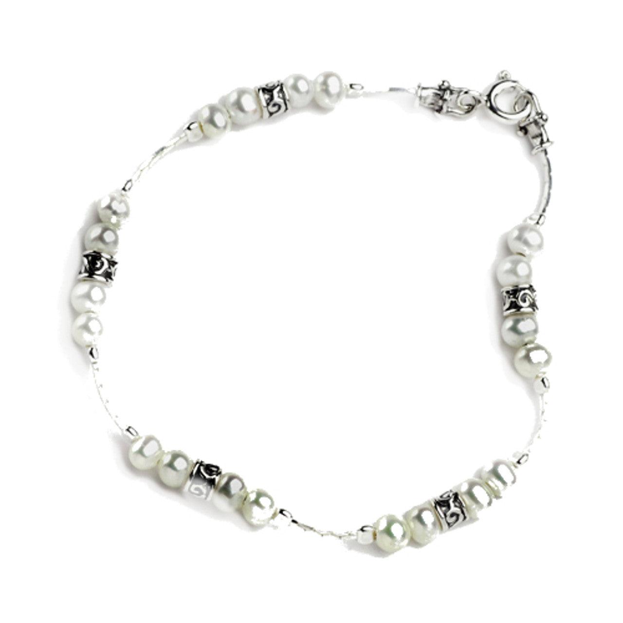 Delicate Freshwater Pearl and Silver Bead Bracelet - Rococo Jewellery