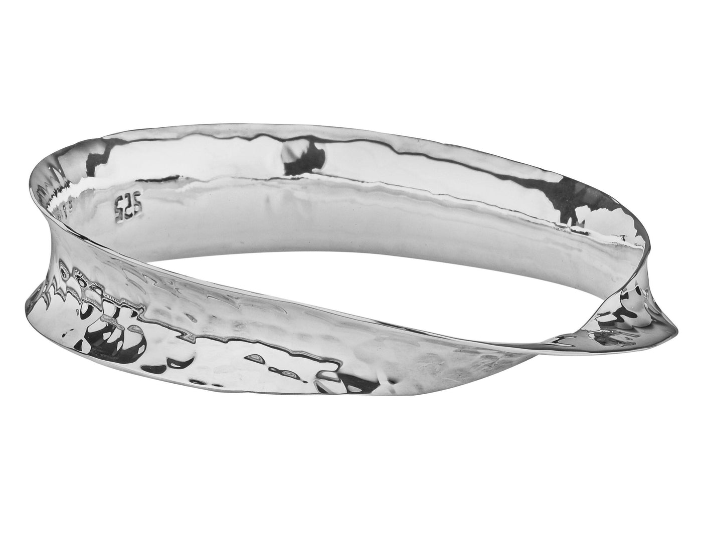 Everlasting Hammered Bangle in Sterling Silver - Rococo Jewellery
