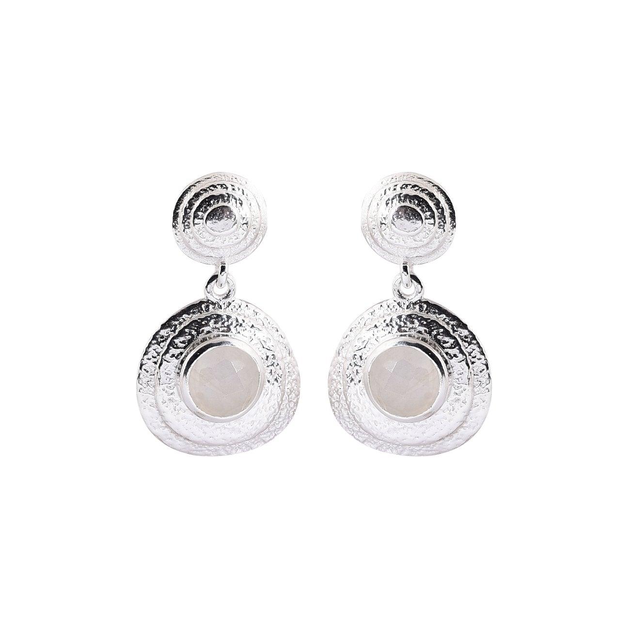 Silver Moonstone Double Drop Earrings - Rococo Jewellery