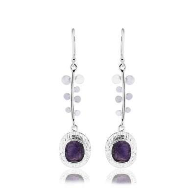 Silver Amethyst Vine Drop Earrings - Rococo Jewellery