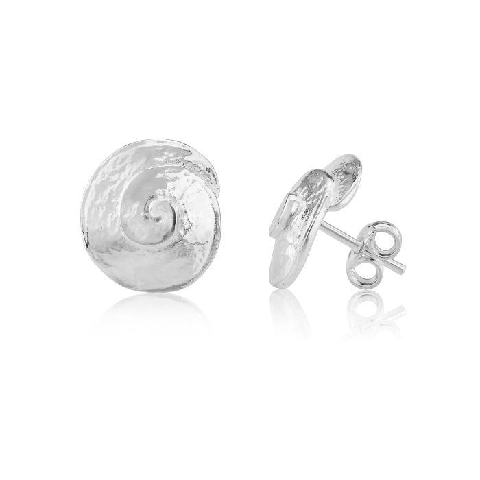 Lavan Large Sterling Silver Seashell Stud Earrings - Rococo Jewellery