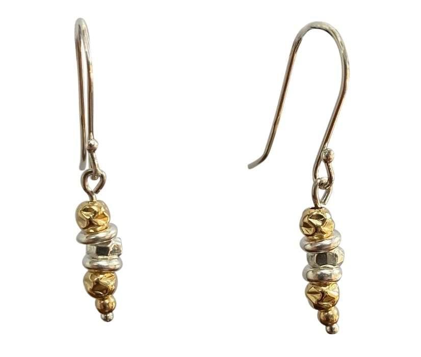 Gold and Silver Drop Earrings - Rococo Jewellery