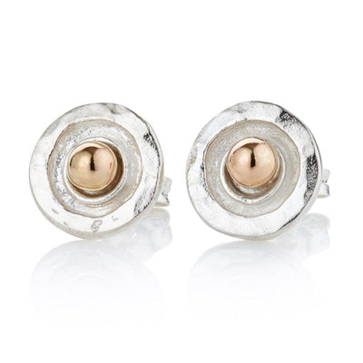 Lavan 9ct Gold and Sterling Silver Stud Earrings - Rococo Jewellery