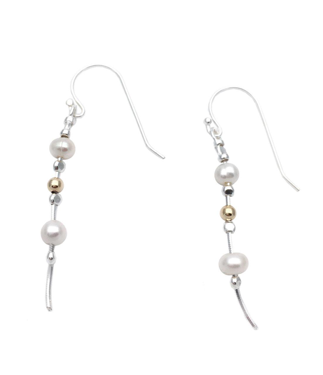 Aviv Earrings with Pearls and Gold Beads - Rococo Jewellery