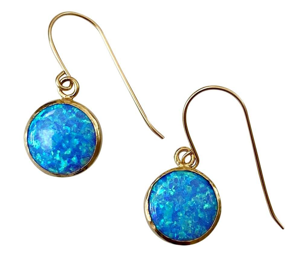 Yaron Morhaim Gold Round Opal Drop Earrings - Rococo Jewellery