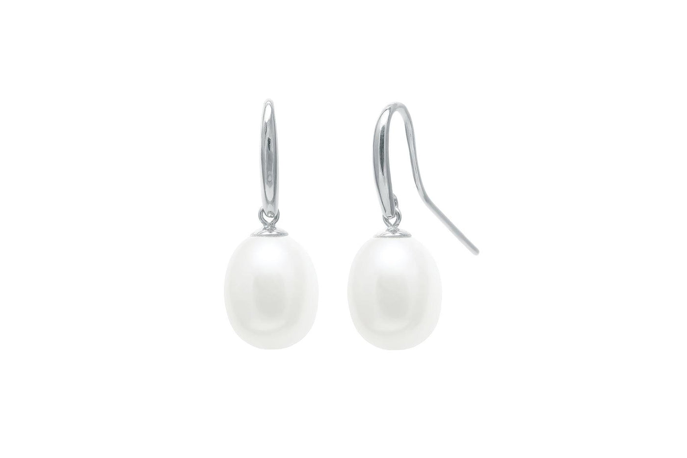 Sterling Silver Cultured White River Pearls Drop Earrings - Rococo Jewellery