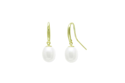 9ct Yellow or White Gold Cultured White River Pearls Drop Earrings - Rococo Jewellery