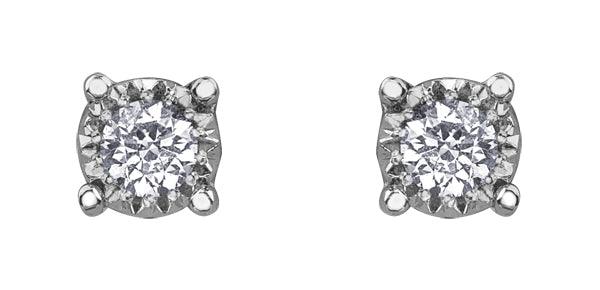 9ct White Gold 0.35ct Diamond Stud Earrings - Rococo Jewellery