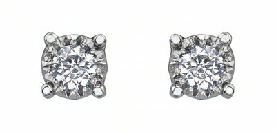9ct White Gold 0.20ct Diamond Stud Earrings - Rococo Jewellery