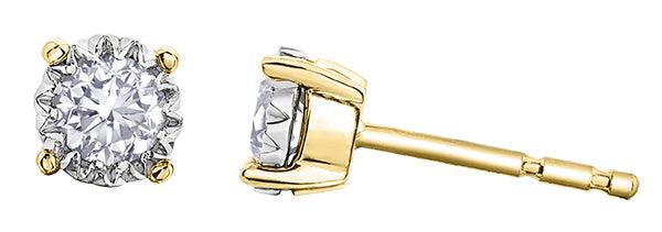 9ct Yellow Gold 0.15ct Diamond Stud Earrings - Rococo Jewellery