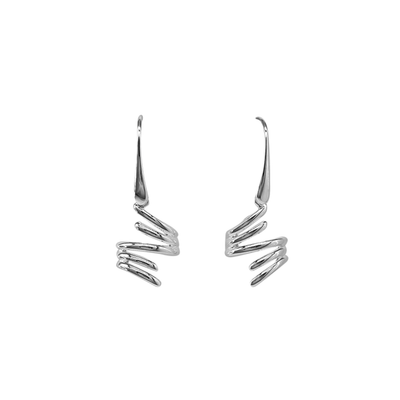 Silver Jenga Drop Earrings - Rococo Jewellery