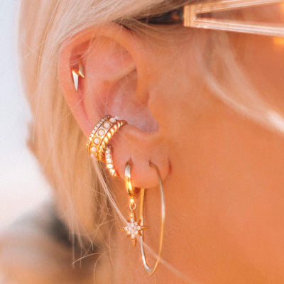 Scream Pretty Huggie Earrings with Clear Stones - Rococo Jewellery